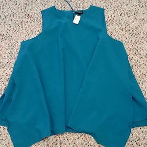 Lane Bryant Split Side Teal Zip Back Top- 24